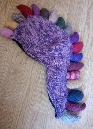 Шапка ірокез в'язана динозавр