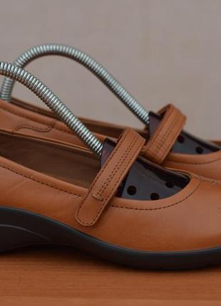 Коричневые кожаные туфли, босоножки на липучке, балетки hotter, 37.5 размер. оригинал