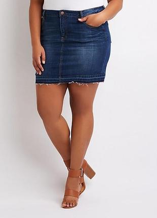 Джинсова стрейтчевая міні спідниця рваний край dorothy perkins