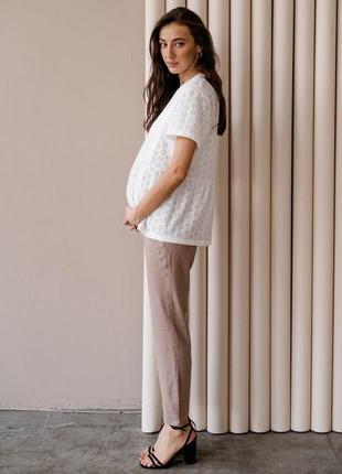 Штани для вагітних, лляні мокко (штани для вагітних лляні мокко)4 фото