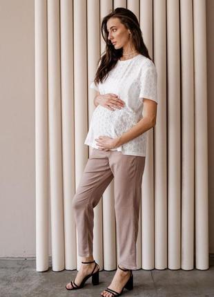 Штани для вагітних, лляні мокко (штани для вагітних лляні мокко)6 фото
