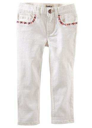 Джинсы белые с вышивкой для девочки картерс