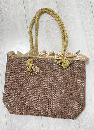 Женская пляжная сумка, соломенная сумочка. жіноча пляжна сумка3 фото