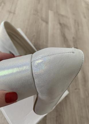 Туфлі жіночі білі перламутрові сатин шкіра італія8 фото