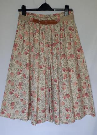 Винтаж! шикарная винтажная юбка миди под пояс  с карманами mondi(размер 38-40)