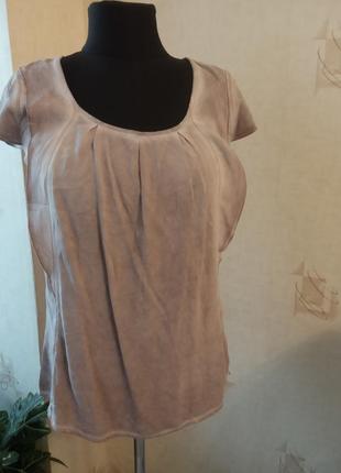 Натуральна моделююча блуза варенка, віскоза, збільшення грудей, рюші, колір пудри