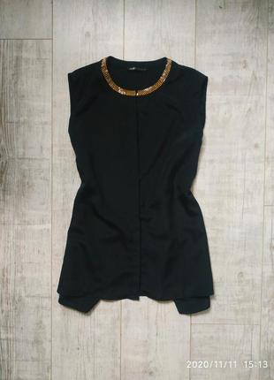 Черная блузка рубашка женская без рукавов oodji1 фото