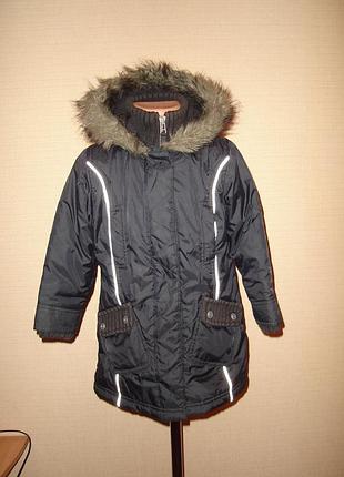 Подовжена тепла куртка, пальто next на 5-7 років на синтепоні, підкладка-фліс