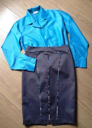 Очень красивая итальянская юбка-карандаш "di mare" стального цвета с кантами