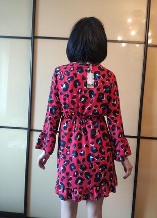 Boohoo червоне міні сукня з запахом і леопардовим принтом6 фото