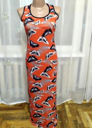 Длинное платье-сарафан с бабочками miss candy, размер с-м1 фото