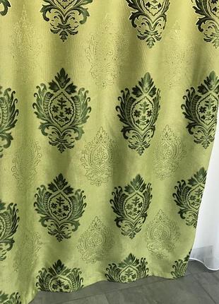 Вишукані штори лляні 150x270 cm (2 шт) зелені7 фото
