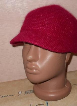 Модна кепі шапка ангора колір фуксія