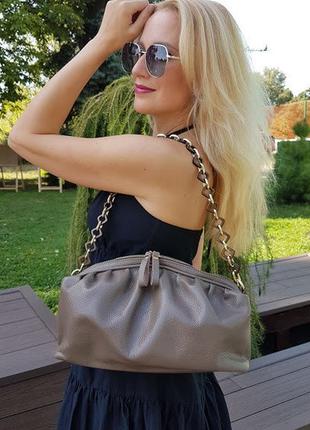 Кожаная сумка, натуральная кожа флотар капучино