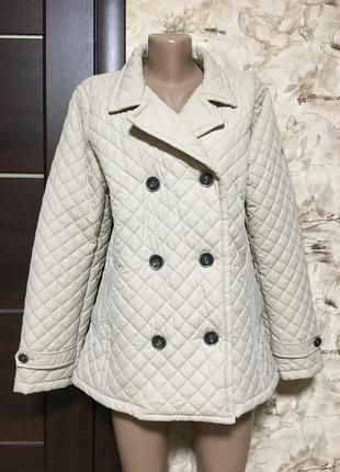 Стильна стьобаний куртка двобортна,айворі global