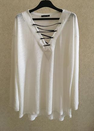 Блуза з трикотажного льону zara