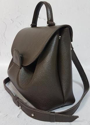Кожаная сумка "адриана', натуральная кожа флотар коричневая2 фото