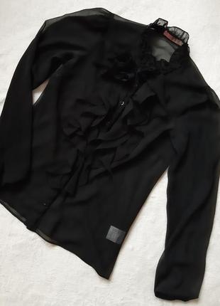 Черная полупрозрачная блуза размер м