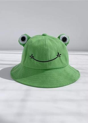 Детская панама жаба (лягушка) с глазками, унисекс жабка пепе (лягушонок пепе)