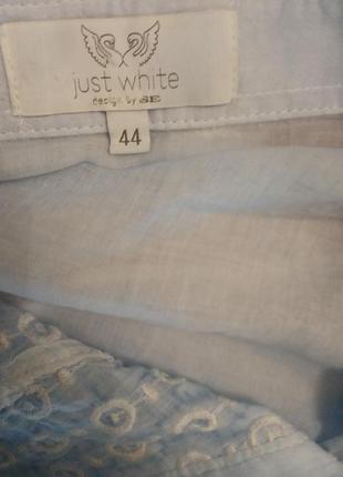 Натуральная стройнящая элегантная блуза, хлопок, кружево, на лето, жару, just white, баска6 фото