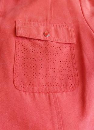 Яркая розовая красная замшевая рубашка куртка курточка замшевый пиджак жакет оверсайз3 фото