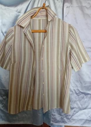 Рубашка в полоску из китайской крапивы и бамбукового волокна.