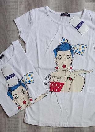 Футболка жіноча poncik s-m-l-xl pin-up біла