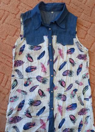 Рубашка-блуза 🪶в перья🦚