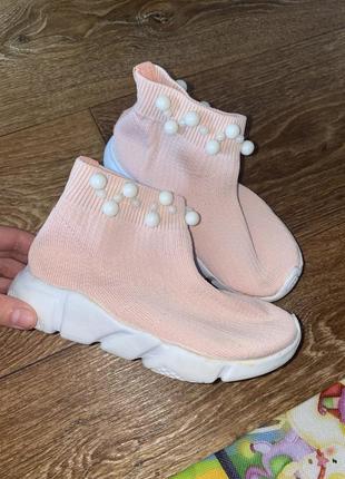 Кроссовки чулки тапки тапочки мокасины с бусинками жемчугом 29