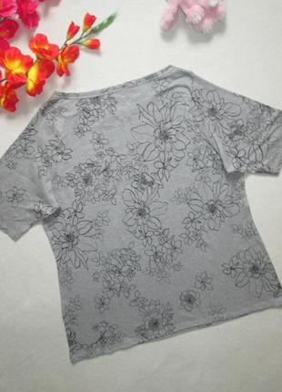 Суперовая хлопковая стрейчевая футболка батал серый меланж в цветочный принт m&s3 фото