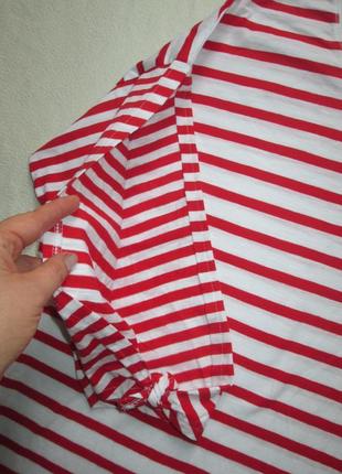 Шикарная хлопковая стрейчевая футболка батал в полоску с разрезами на рукавах f&f.4 фото