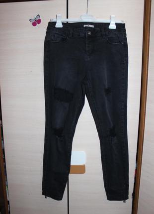 Стильные джинсовые брюки рваные , штаны tu1 фото
