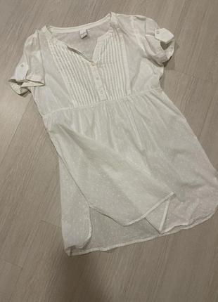 Платье рубашка туника белое хлопковое1 фото