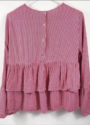 Zara стильная легкая блуза воланы5 фото