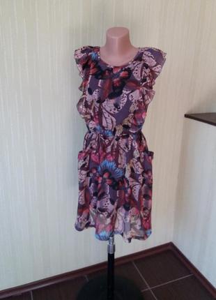 Легке літнє плаття з рюшами від marks & spencer в квітковий🦋🦋🦋🌸🌸🌸3 фото