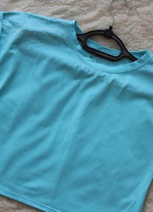 Топ зі стразами блакитний