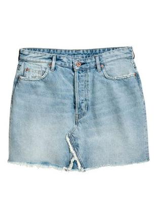 H&m джинсовая юбка с необработанным низом размер хл(48)1 фото