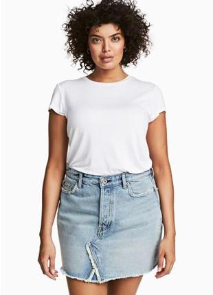H&m джинсовая юбка с необработанным низом размер хл(48)2 фото
