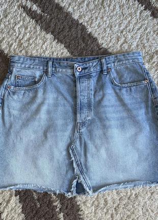 H&m джинсовая юбка с необработанным низом размер хл(48)3 фото