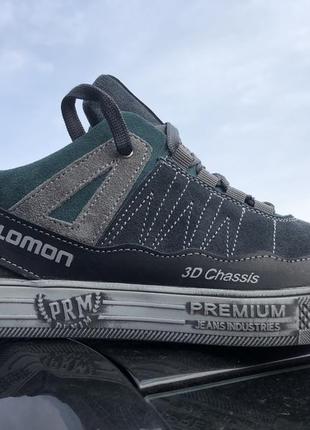 Кеди кросівки чоловічі шкіряні salomon navy premium