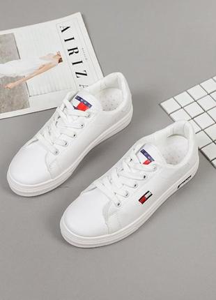 Кросівки білі кожані tommy hilfiger кроссовки белые томми хилфигер ...