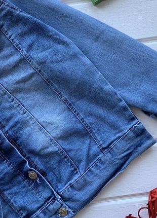 Пиджак джинсовый синий для девочки5 фото