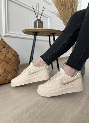 Женские стильные весенние кроссовки nike air force low stussy fossil2 фото