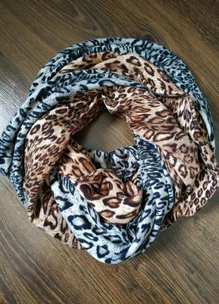 Хомут шарф у хижий леопардовий принт сірий великій палантин як кашемір3 фото