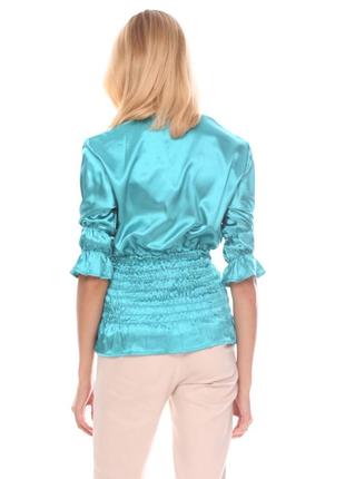 Блузка из бирюзового атласа3 фото