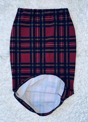 Модная стрейчевая юбка карандаш в стиле  burberry крупная клетка оригинал love cultur4 фото