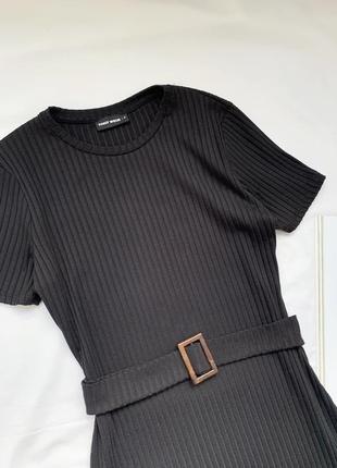 Платье, сукня, плаття, черное, чорне, с поясом, з поясом, в рубчик, tally weijl3 фото