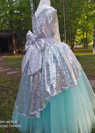 Плаття платье на випуск бальне срібне фатинове нарядне на 6 10 років