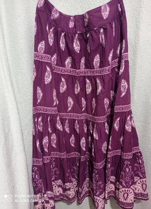 Хс. длинная хлопковая пышная красивая юбка хлопок фиолетовая