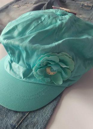 Бирюзовая кепка с цветком c&а на 3-7 лет2 фото